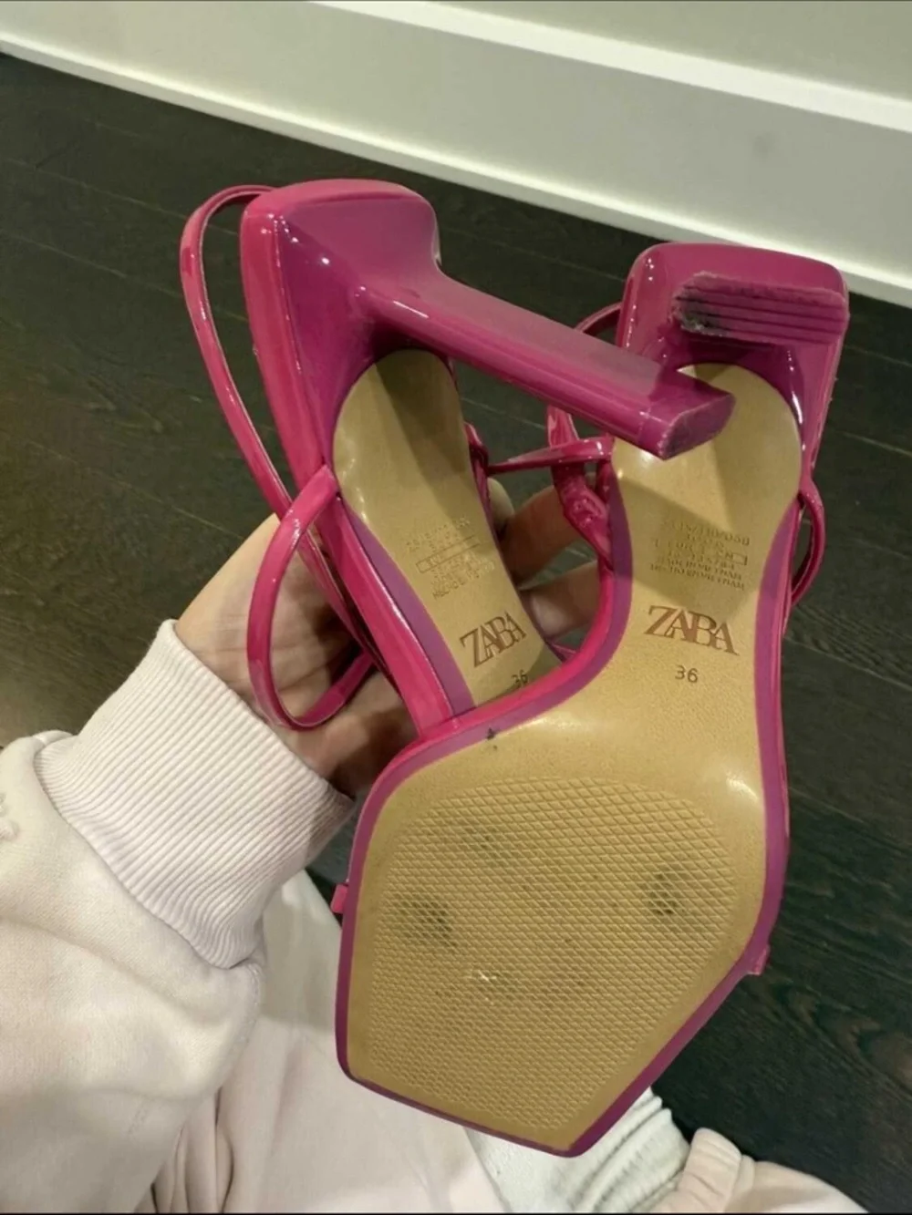 Zara Hot Pink Strappy High-Heel Sandals - Women's - Picture 2 of 3